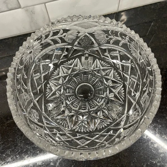 Vintage Cut Glass Footed Compote Snack Bowl Candy Dish - Picture 2 of 6
